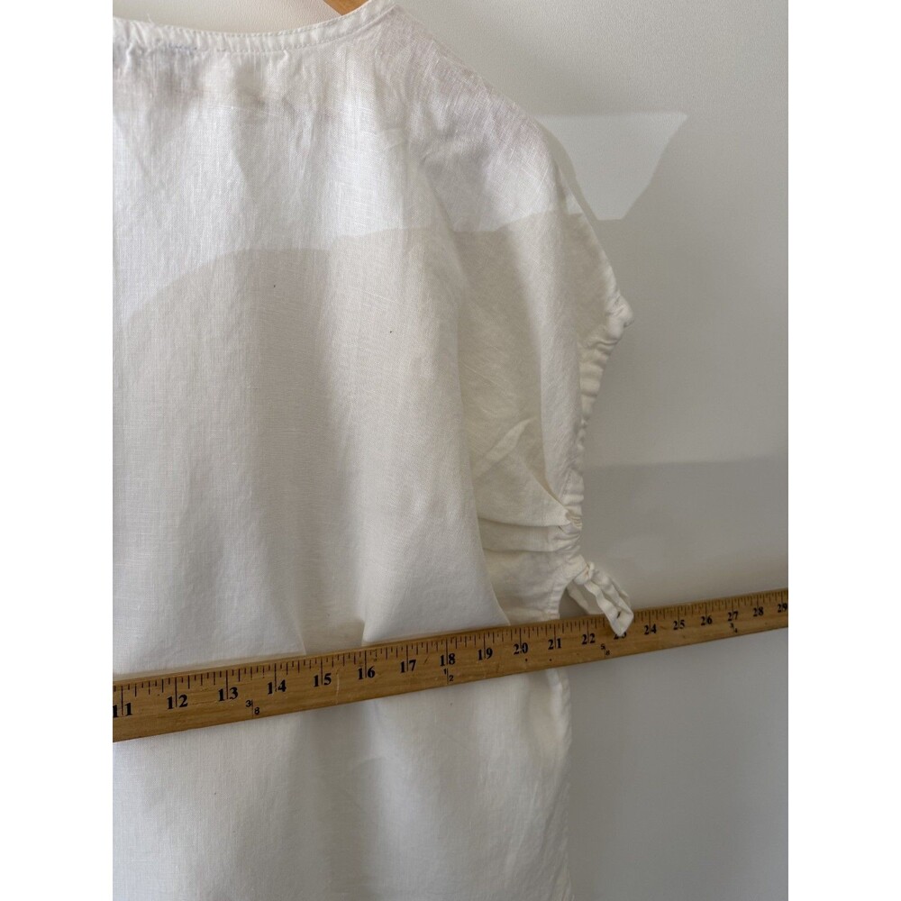 Everlane Top Womens Large White 100% Linen Short Sleeve Boxy Relaxed Shirt - Picture 9 of 13